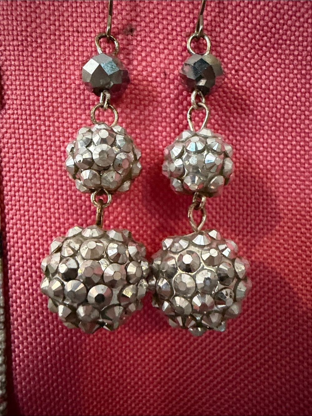 Sparkling Silver Drop Earrings - Crystal Pave Ball Dangle